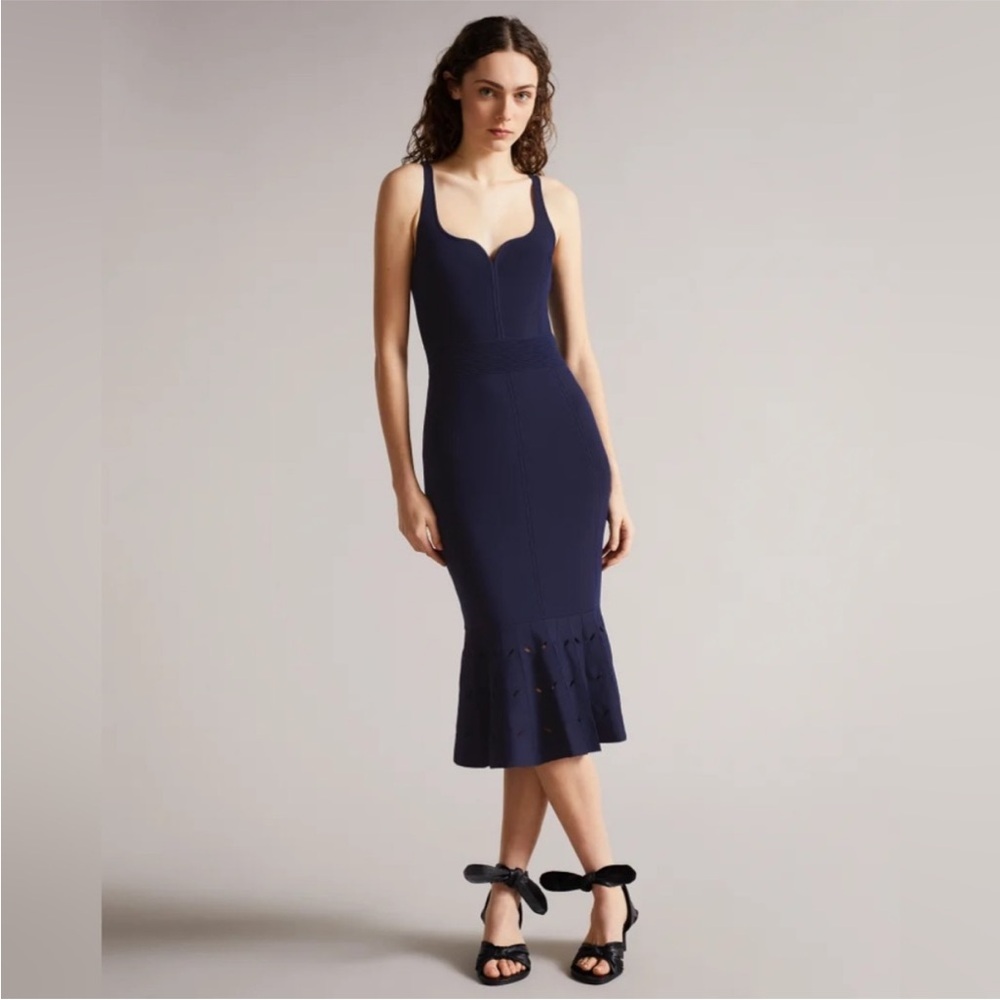 Ted Baker Bodycon Emesta Panelled Flare Hem Midi Dress Size 2
